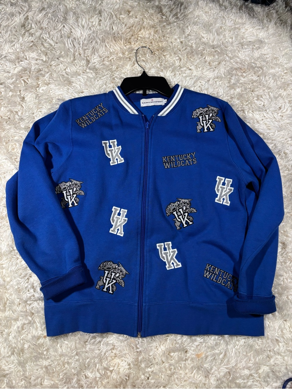 VTG Castles Sport Kentucky Wildcats Blue Logo Zip-Up Jacket-Medium